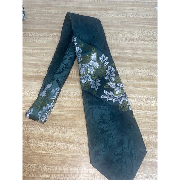 Vtg 70s 2 Don Loper Polyester Geometric Floral Brocade Ties Neckties USA Made - Picture 3 of 7